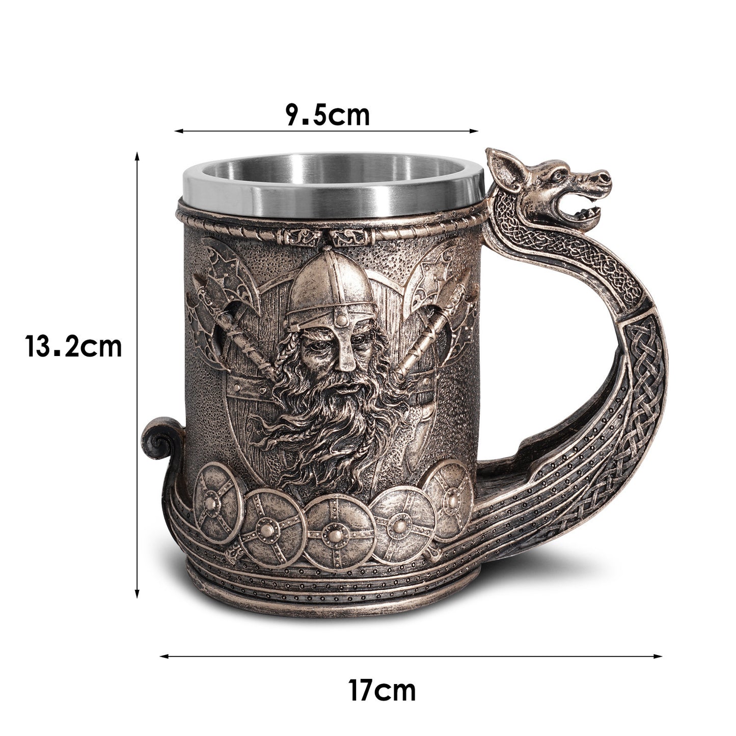 Vajilla personalizada Viking acero inoxidable forro calavera copa de vino resina