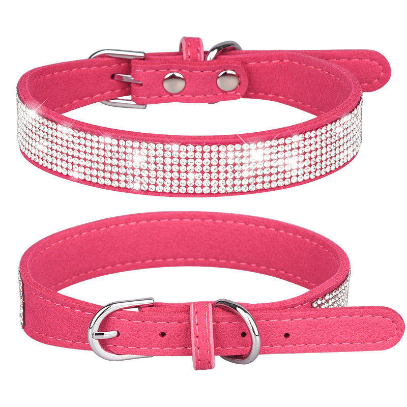 Collier pour chien en microfibre durable avec strass brillants et strass chauds