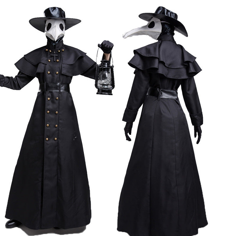 Costume de héros du donjon sombre d'Halloween, costume de docteur de la peste à bouche de corbeau