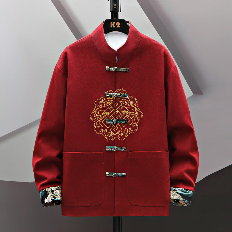 Manteau chinois brodé avec boucle de costume chinois