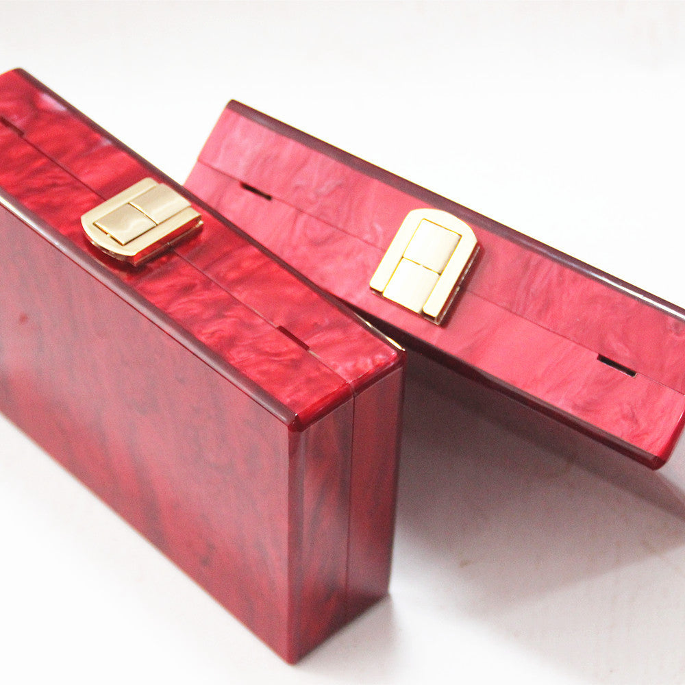 Sac messager à bandoulière style portefeuille pour femme, pochette de banquet en acrylique nacré rouge