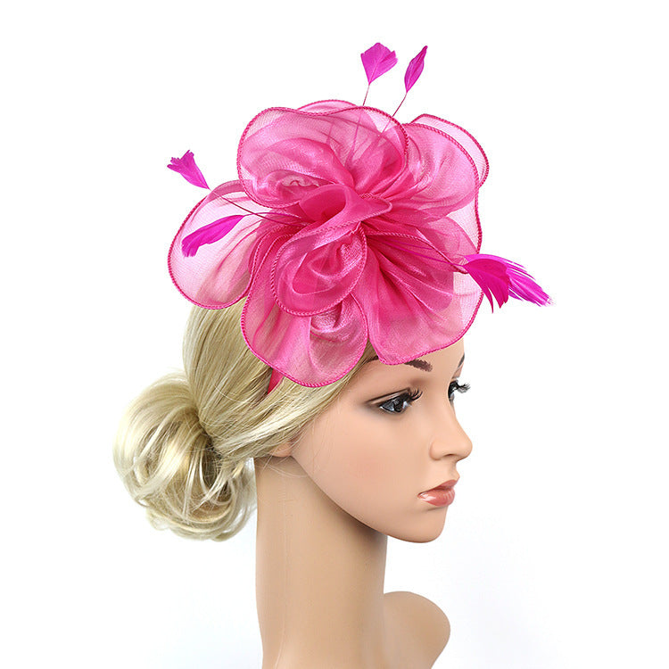 Ornement de cheveux en forme de fleur tridimensionnelle avec tissu organza
