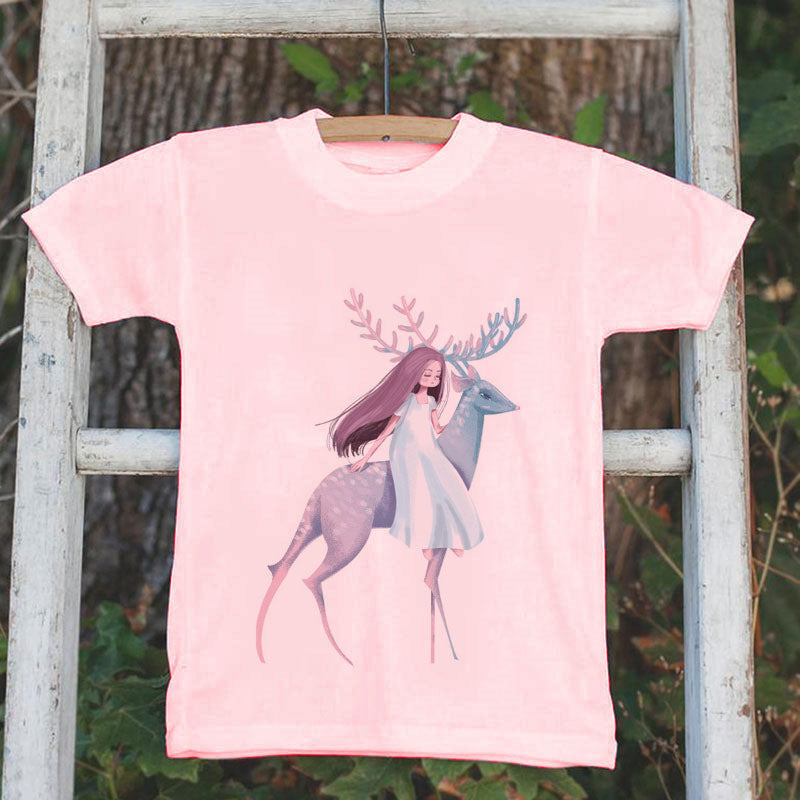 Camiseta de algodón de manga corta para niños de verano de Corea, camiseta de dibujos animados para niñas, camiseta de media manga para niñas pequeñas