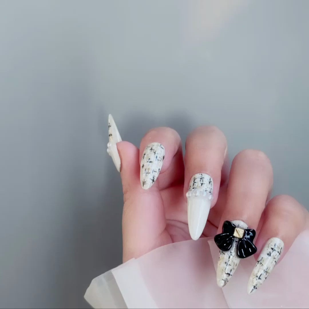 Patch pour ongles en tweed léger et luxueux, effet premium