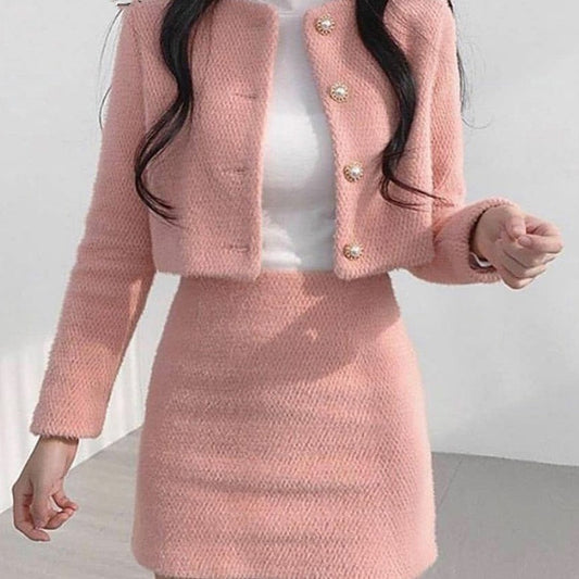Ensemble Twinset en fourrure de style classique doux et super court