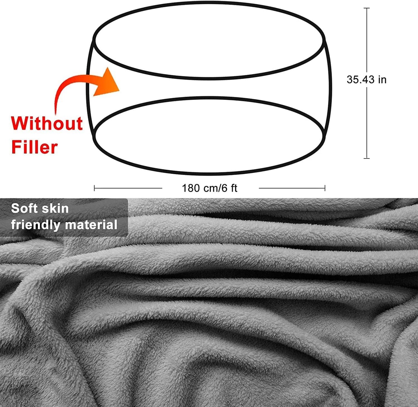 Funda para silla con bolsa, solo era una funda, no un cojín completo para silla tipo puf, grande, redondo, suave y esponjoso.