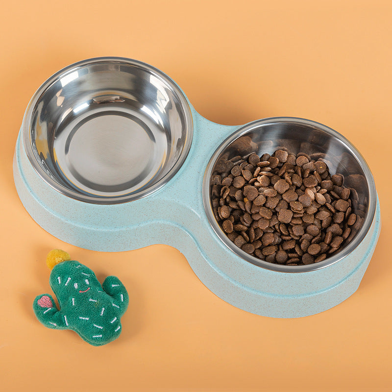 Gamelles doubles en acier inoxydable pour animaux de compagnie, distributeur d'eau et de nourriture pour chiens, accessoires pour petits chiens et chats