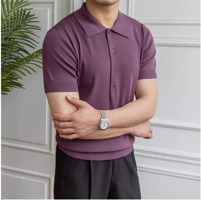 Polo slim à manches courtes de couleur unie