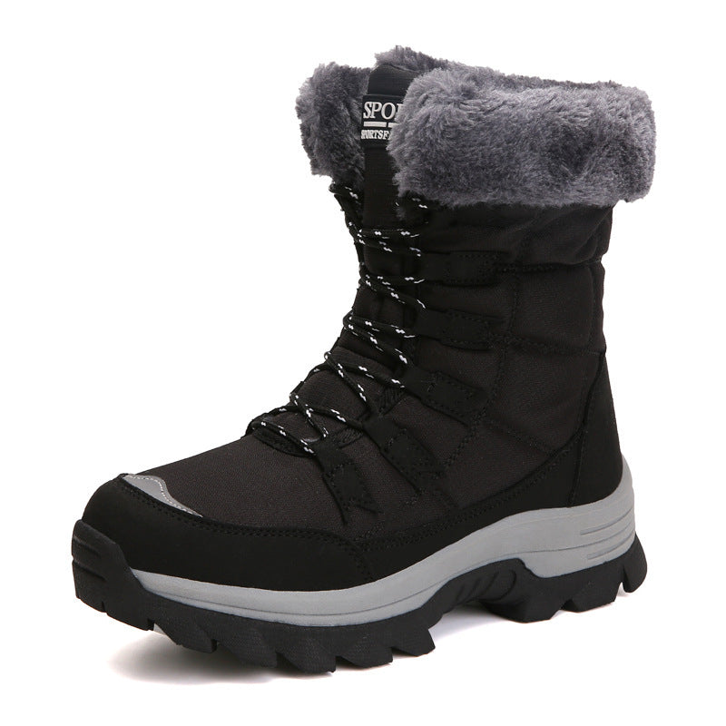 Zapatos de algodón de gran tamaño, botas de nieve de caña alta, zapatos de mujer