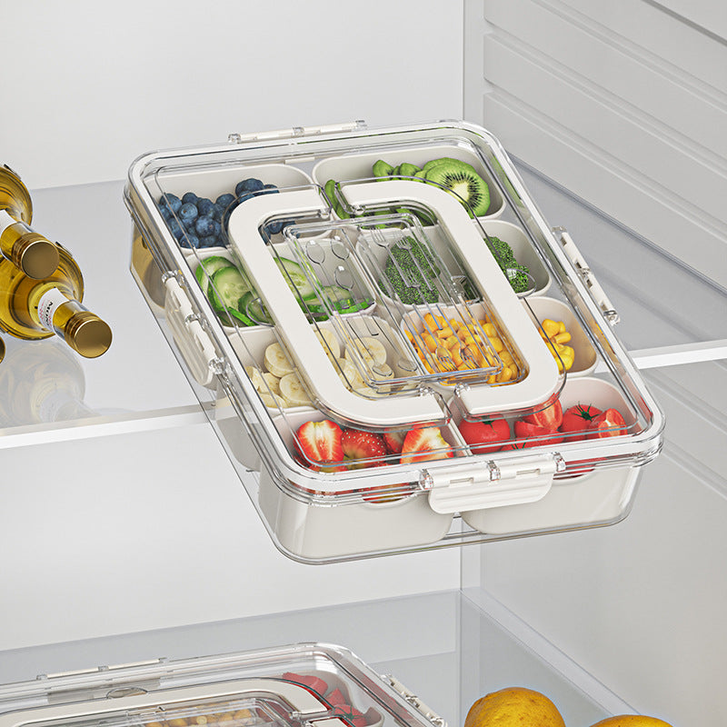 Plateau de service divisé à 8 compartiments, boîte à collations, récipient de stockage des aliments, organisateur d'assaisonnements