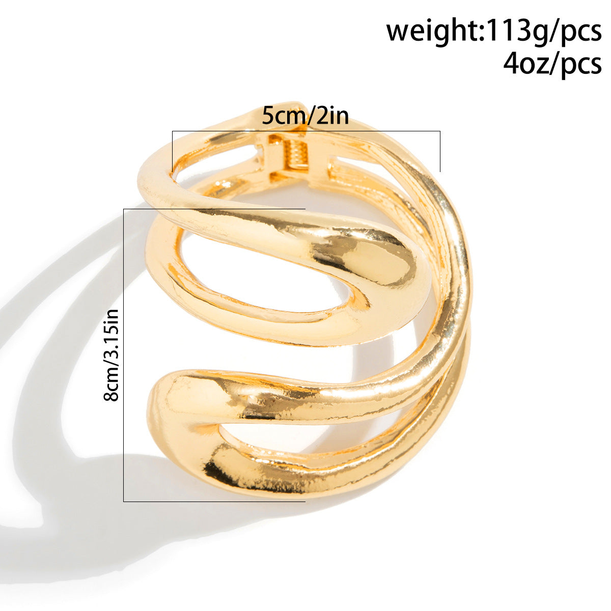Pulsera hueca retro con anillo brillante exagerado