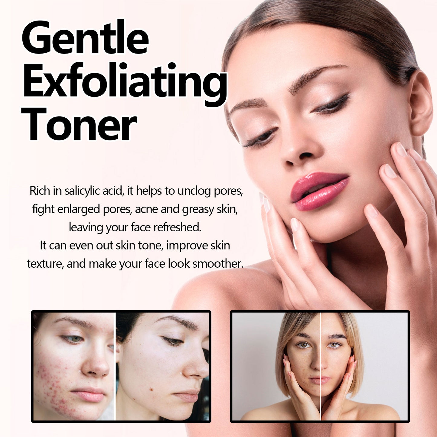 Lotion exfoliante douce HOYGI, réparatrice de peau brillante et rafraîchissante