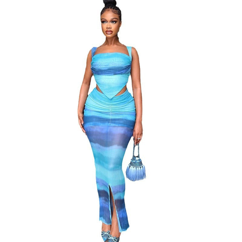 Ensemble jupe imprimée à lacets pour femme