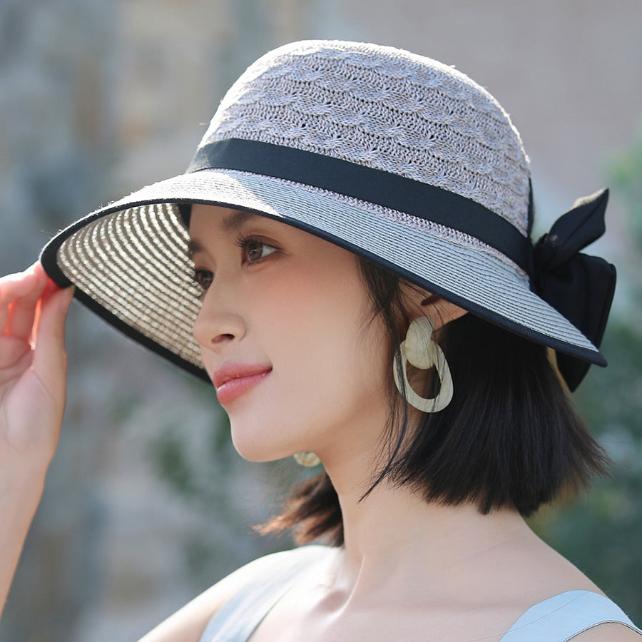 Sombrero para el sol japonés elegante con lazo de cinta