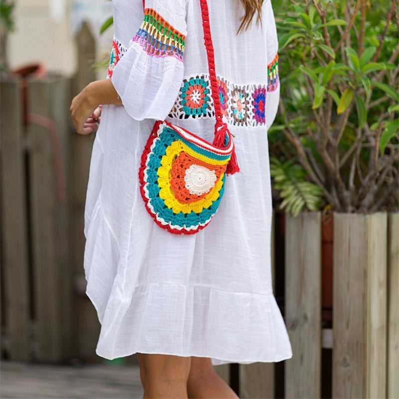 Women's Fashion Cardigan Hand Crochet Stitching Beach Cover-up Sun Protection Clothing