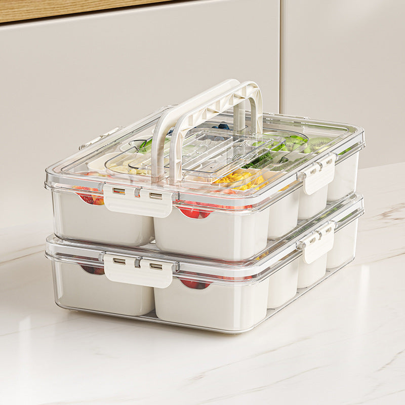 Plateau de service divisé à 8 compartiments, boîte à collations, récipient de stockage des aliments, organisateur d'assaisonnements