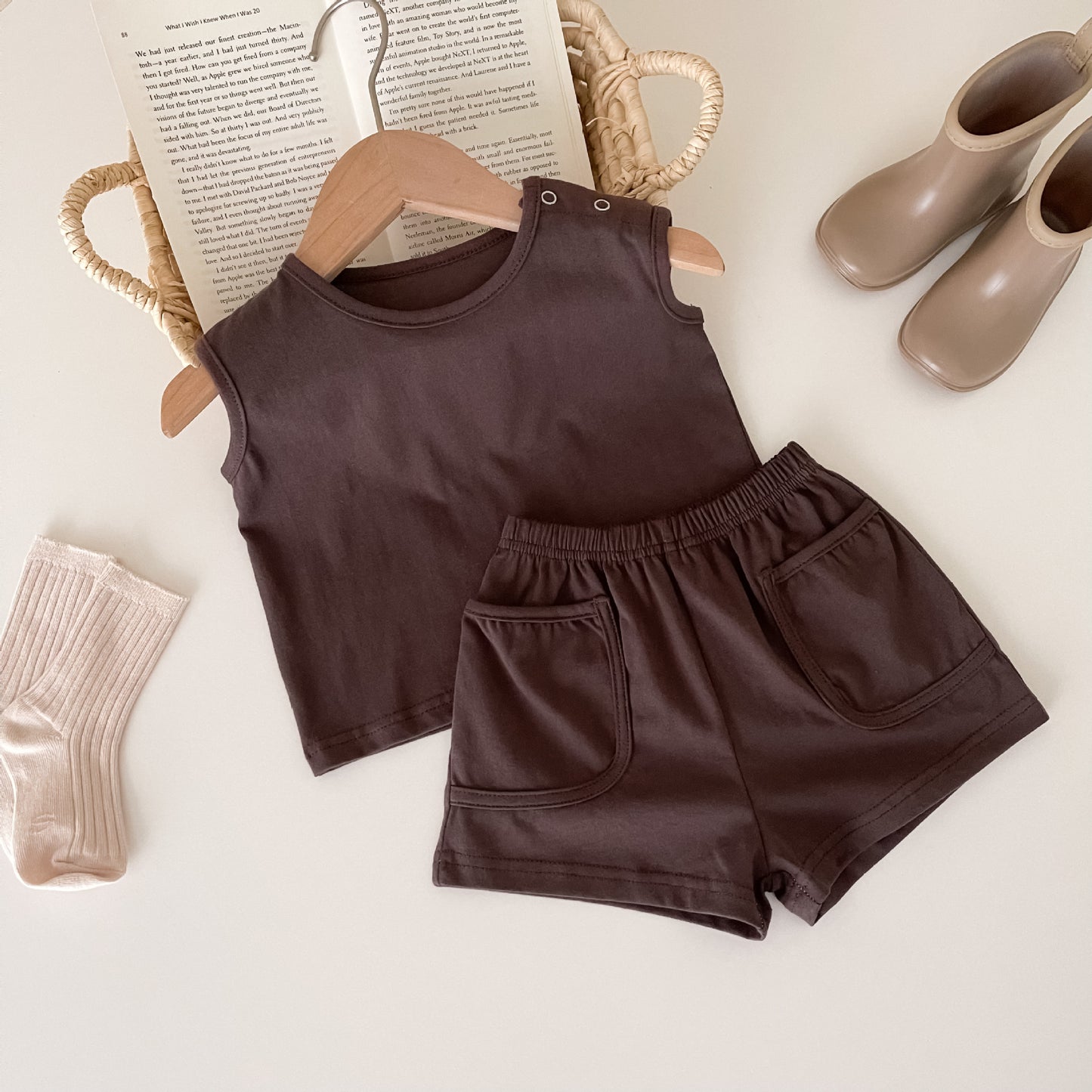 Conjunto de dos piezas de chaleco Simple Ins, deportes de estilo nórdico infantil