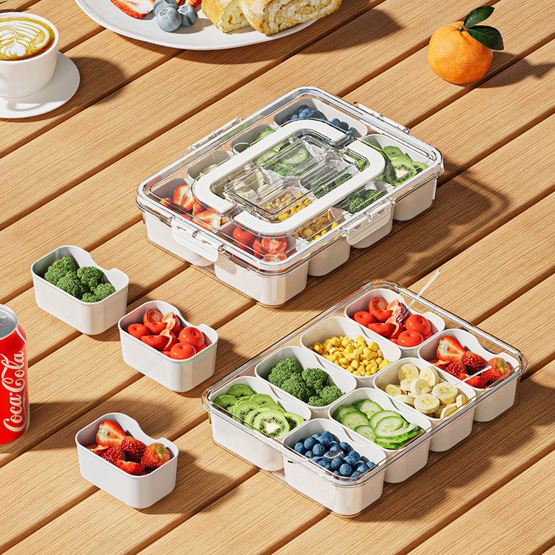 Plateau de service divisé à 8 compartiments, boîte à collations, récipient de stockage des aliments, organisateur d'assaisonnements