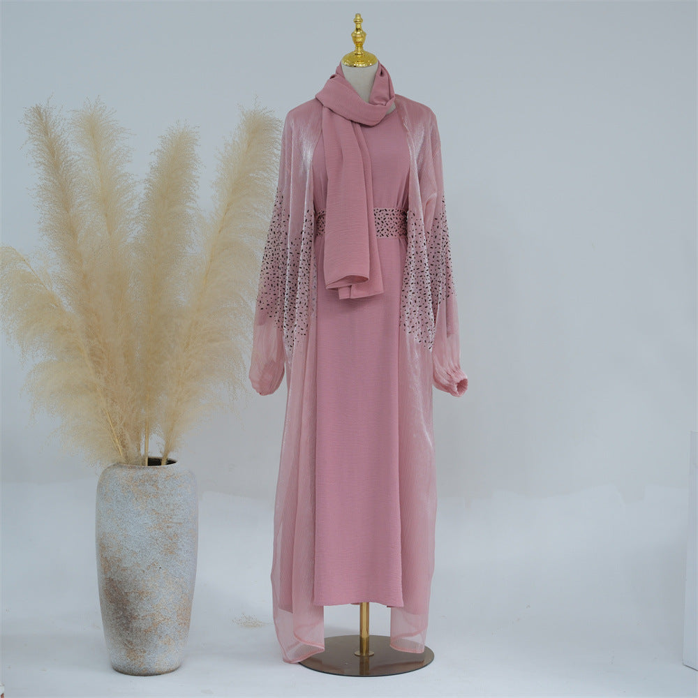 Cardigan à manches bouffantes de couleur unie pour tous les jours