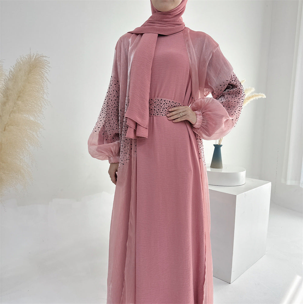 Cardigan à manches bouffantes de couleur unie pour tous les jours