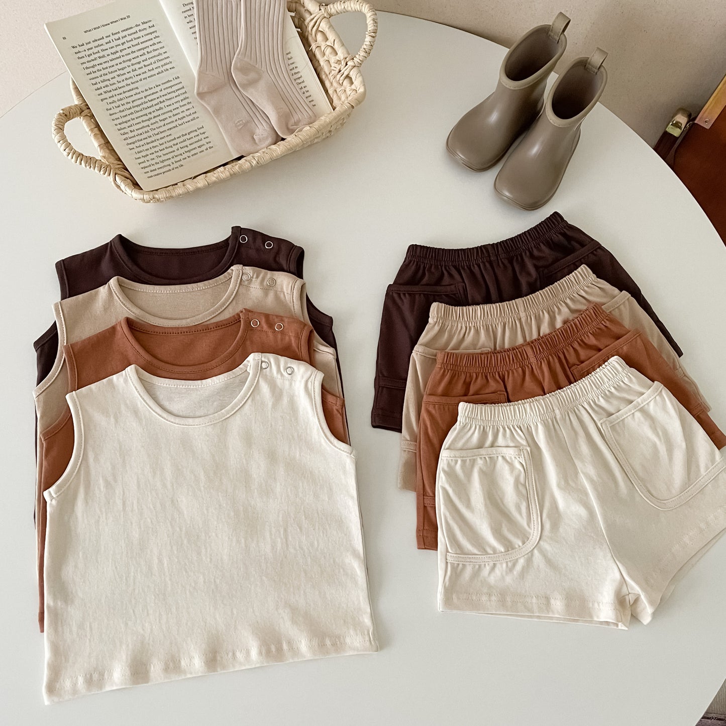 Conjunto de dos piezas de chaleco Simple Ins, deportes de estilo nórdico infantil