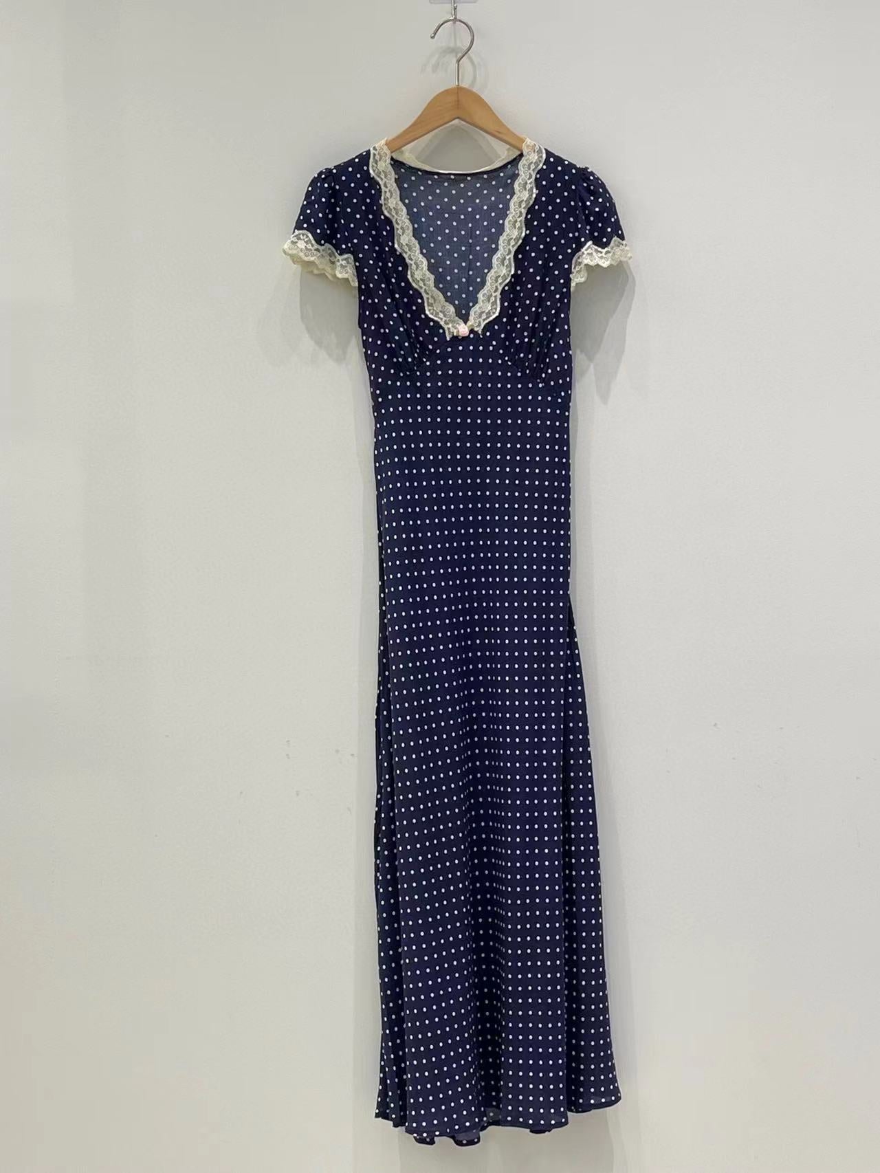 French Lace Polka Dot Dress Women