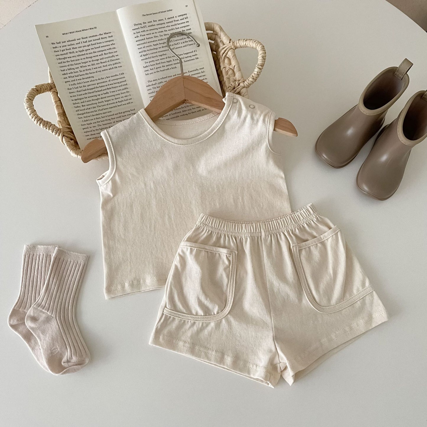 Conjunto de dos piezas de chaleco Simple Ins, deportes de estilo nórdico infantil