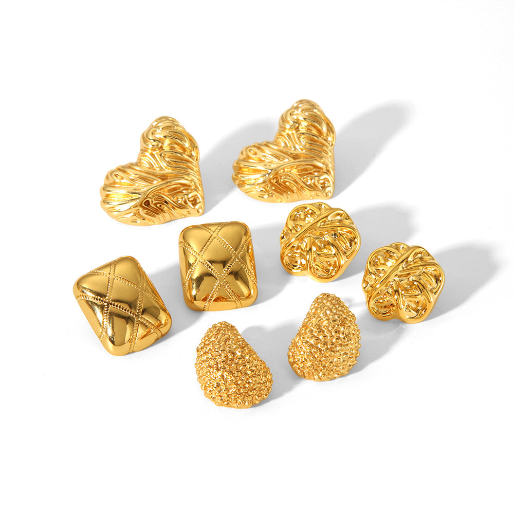 Pendientes de acero y titanio con diseño exagerado en forma de rombo para mujer
