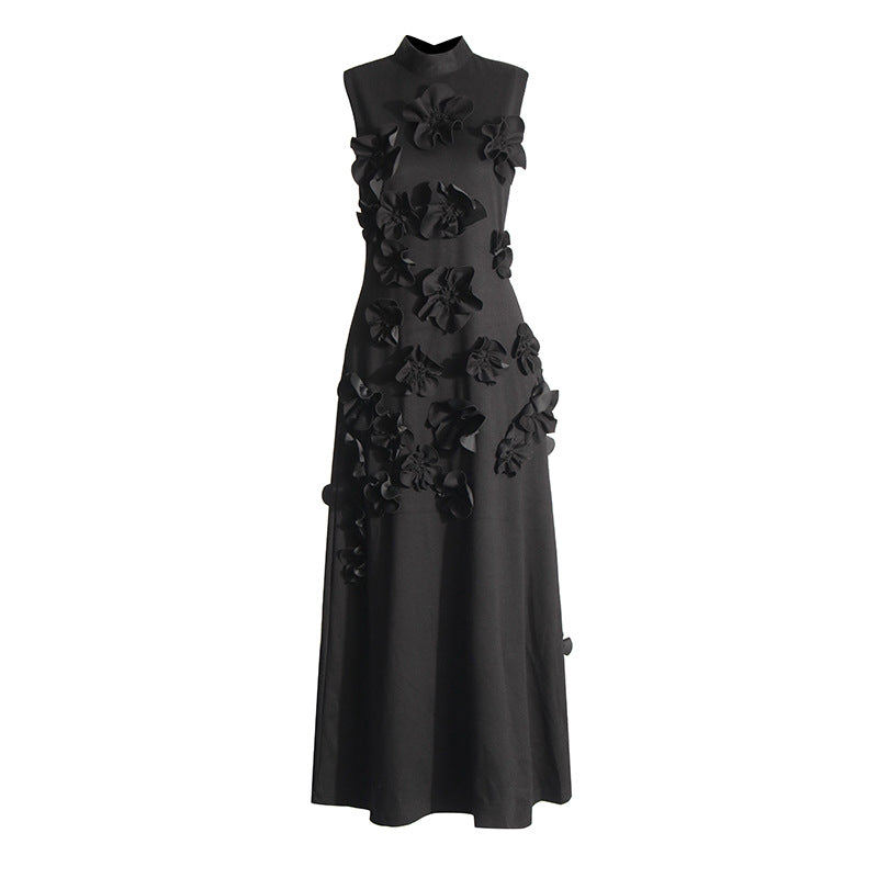 Vestido elegante de mujer con flores en 3D