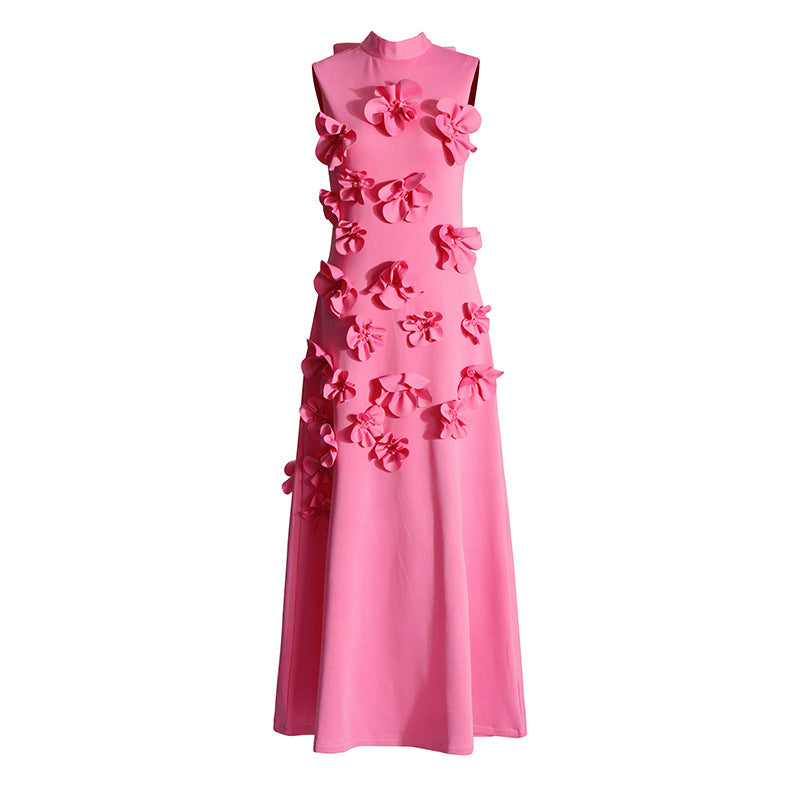 Vestido elegante de mujer con flores en 3D