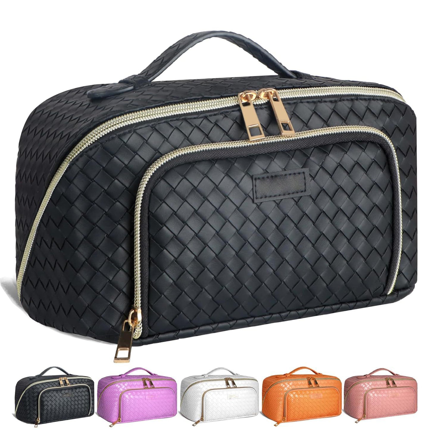 Trousse de toilette portable en PU tissé