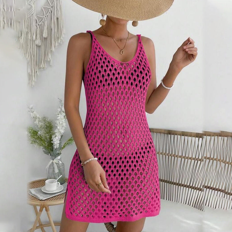 Chemisier de maillot de bain bikini de plage ajouré en tricot pour femme