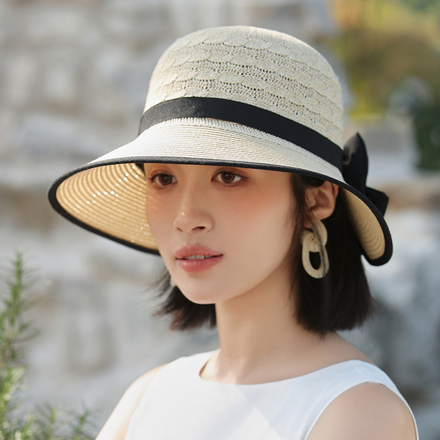 Sombrero para el sol japonés elegante con lazo de cinta