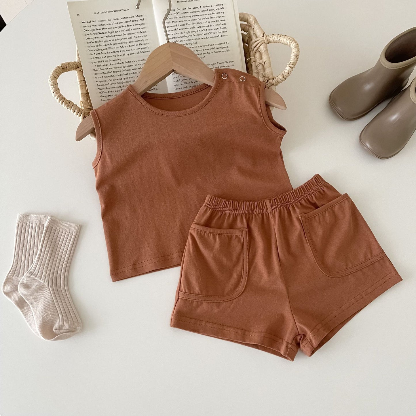 Conjunto de dos piezas de chaleco Simple Ins, deportes de estilo nórdico infantil