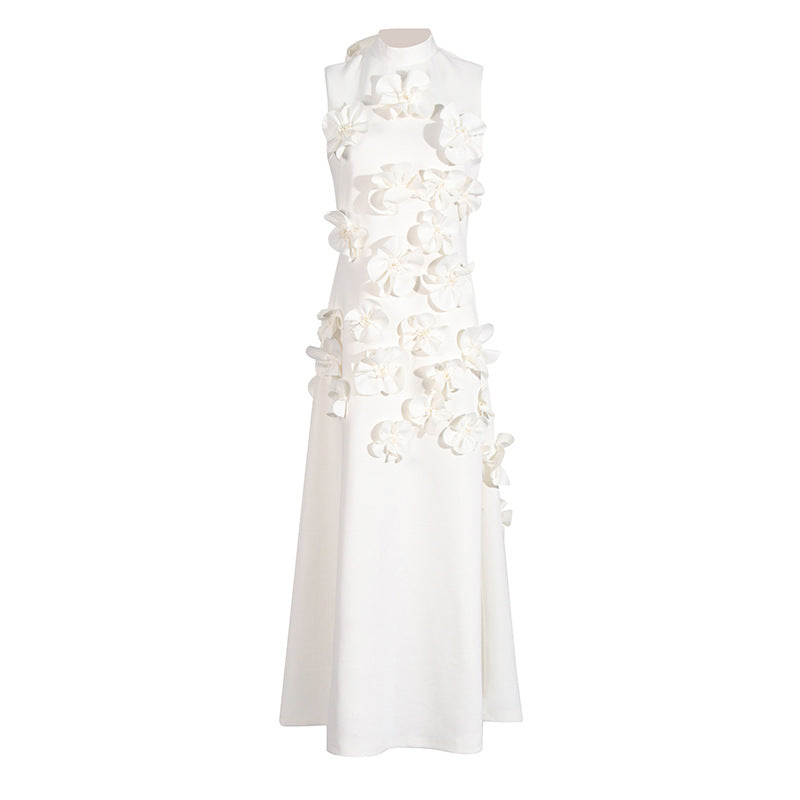 Vestido elegante de mujer con flores en 3D
