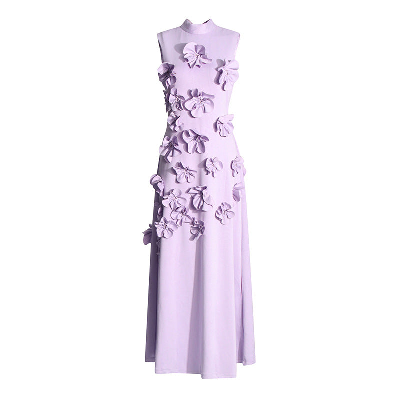 Vestido elegante de mujer con flores en 3D