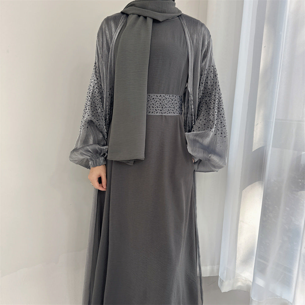 Cardigan à manches bouffantes de couleur unie pour tous les jours