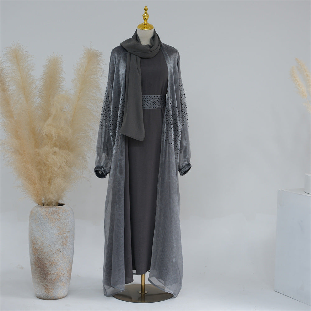 Cardigan à manches bouffantes de couleur unie pour tous les jours