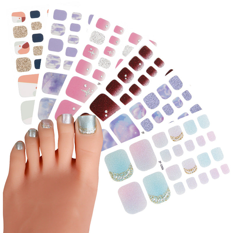 Calcomanías para uñas con diamantes, pegatinas para uñas de los pies, gradiente impermeable