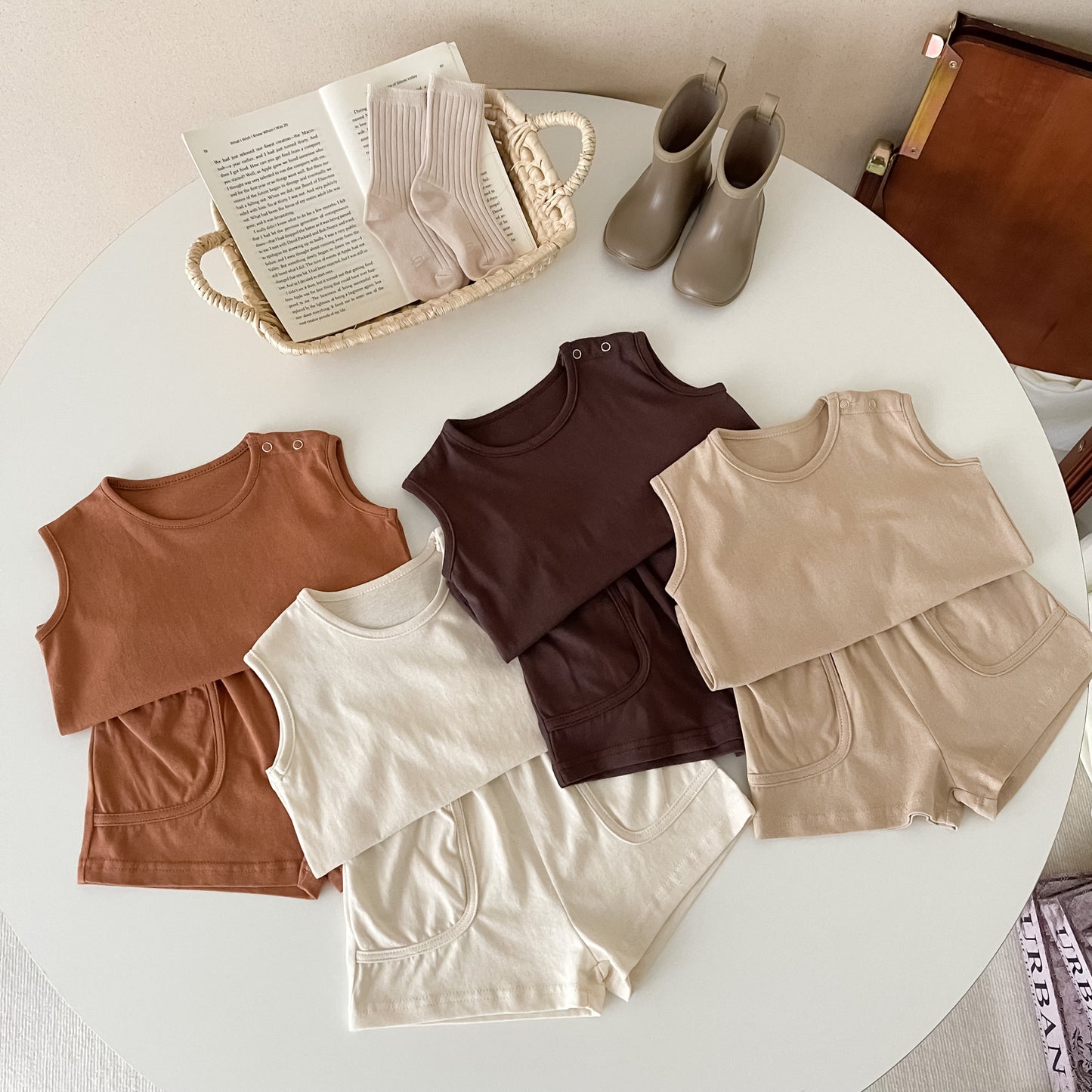 Conjunto de dos piezas de chaleco Simple Ins, deportes de estilo nórdico infantil