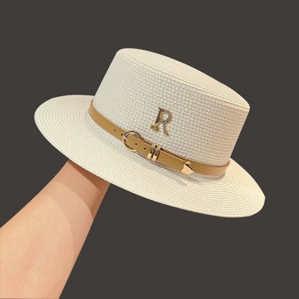 Sombrero de verano con letras de diamantes de imitación para vacaciones en la playa