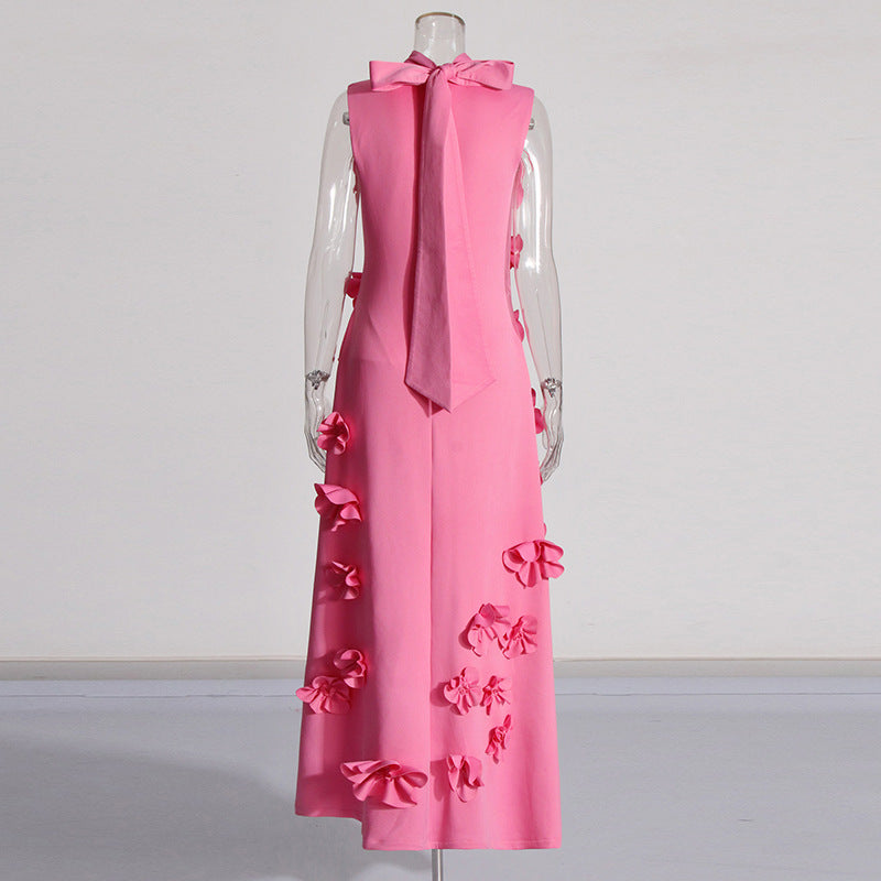 Vestido elegante de mujer con flores en 3D