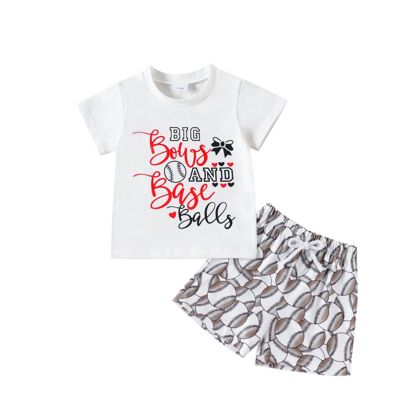 Conjunto de dos piezas de manga corta con estampado de letras para niños pequeños