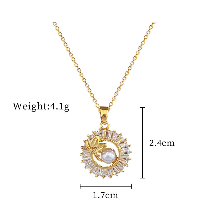 Joyería de moda, conjunto de collar y pendientes de hojas con anillo redondo personalizado de diamantes llenos cuadrados