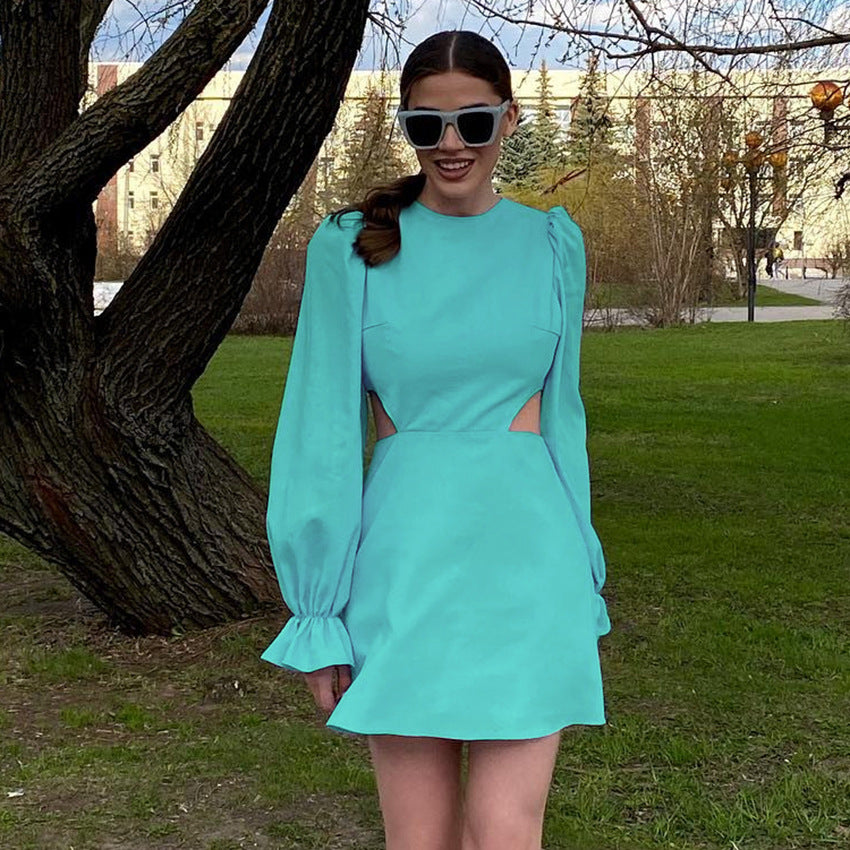 Vestido cruzado de cintura alta