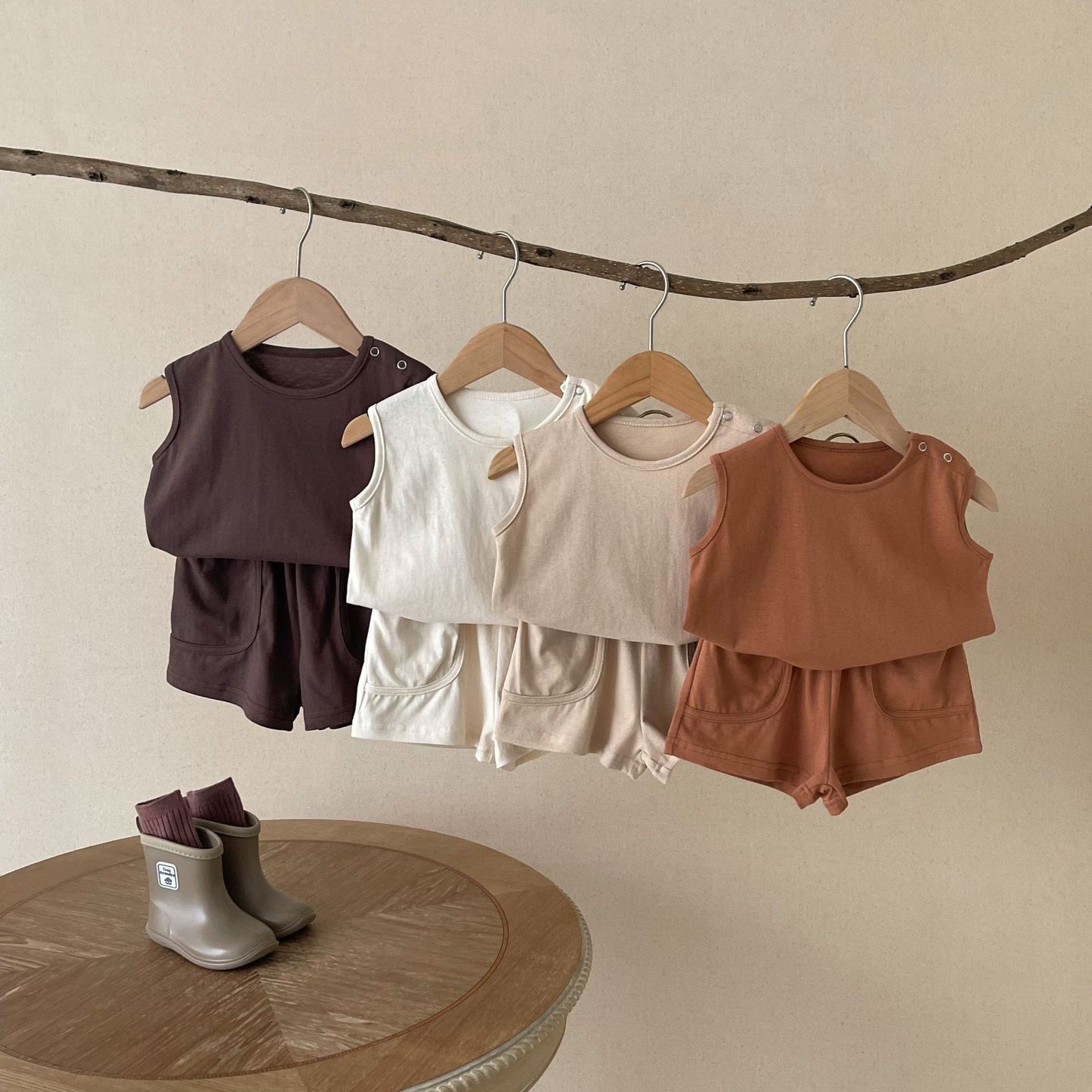 Conjunto de dos piezas de chaleco Simple Ins, deportes de estilo nórdico infantil