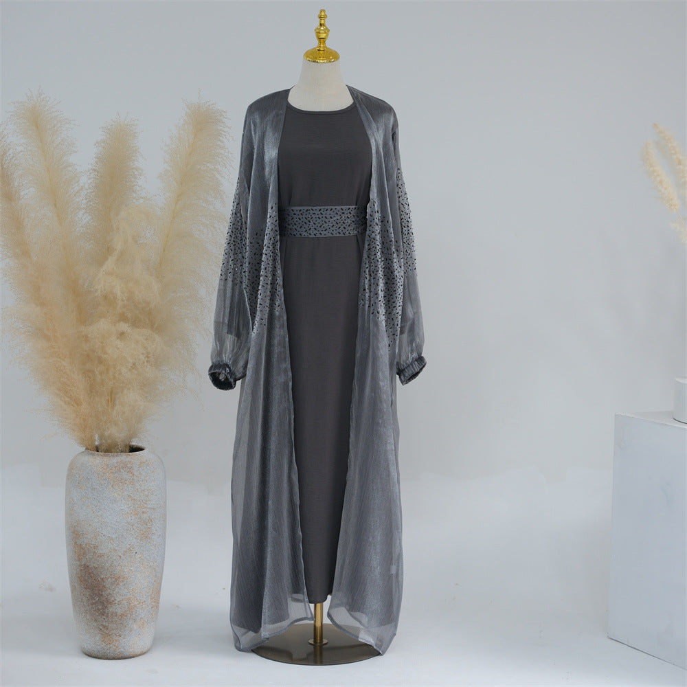 Cardigan à manches bouffantes de couleur unie pour tous les jours