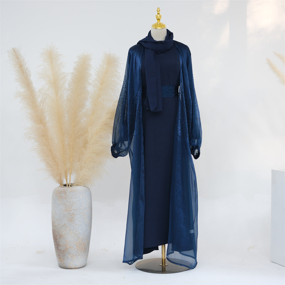 Cardigan à manches bouffantes de couleur unie pour tous les jours