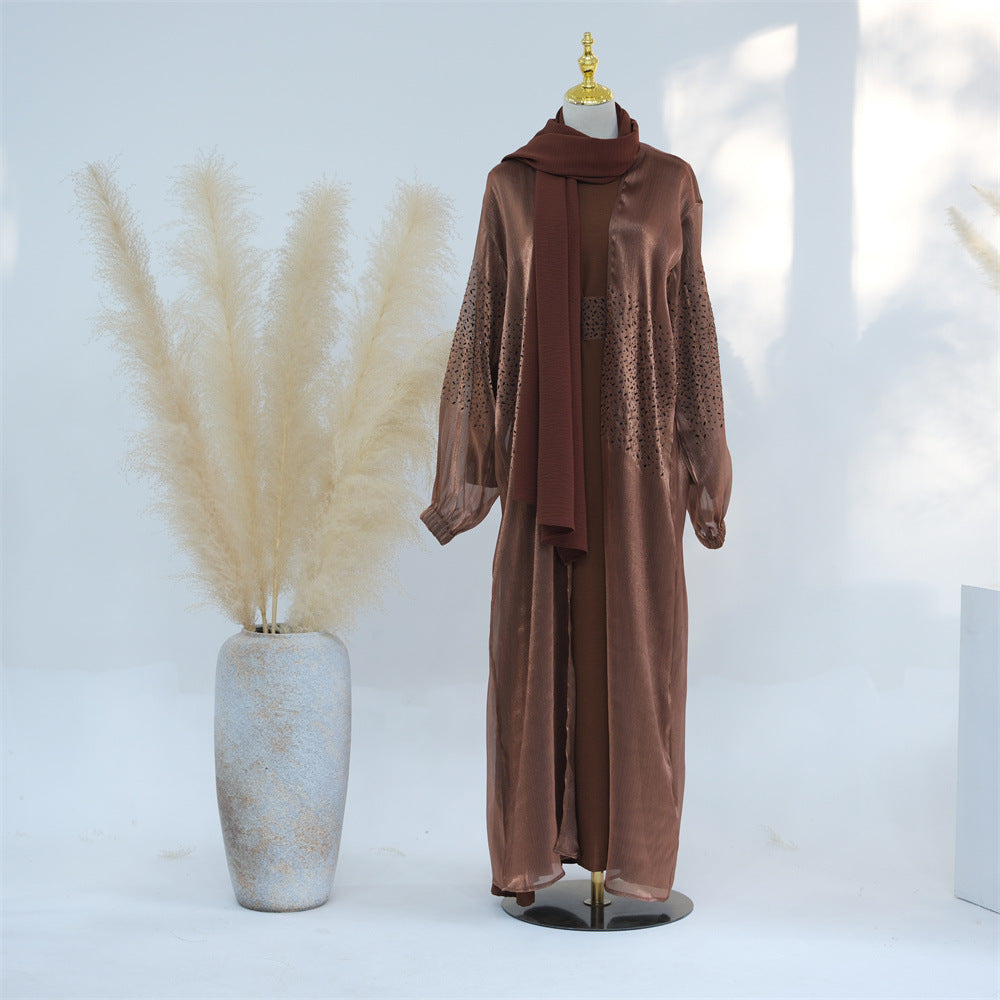 Cardigan à manches bouffantes de couleur unie pour tous les jours