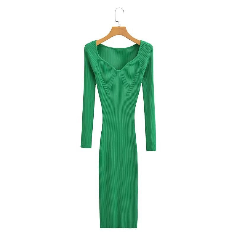 Mid-length Long Sleeve Tight Bottoming Hip Skirt